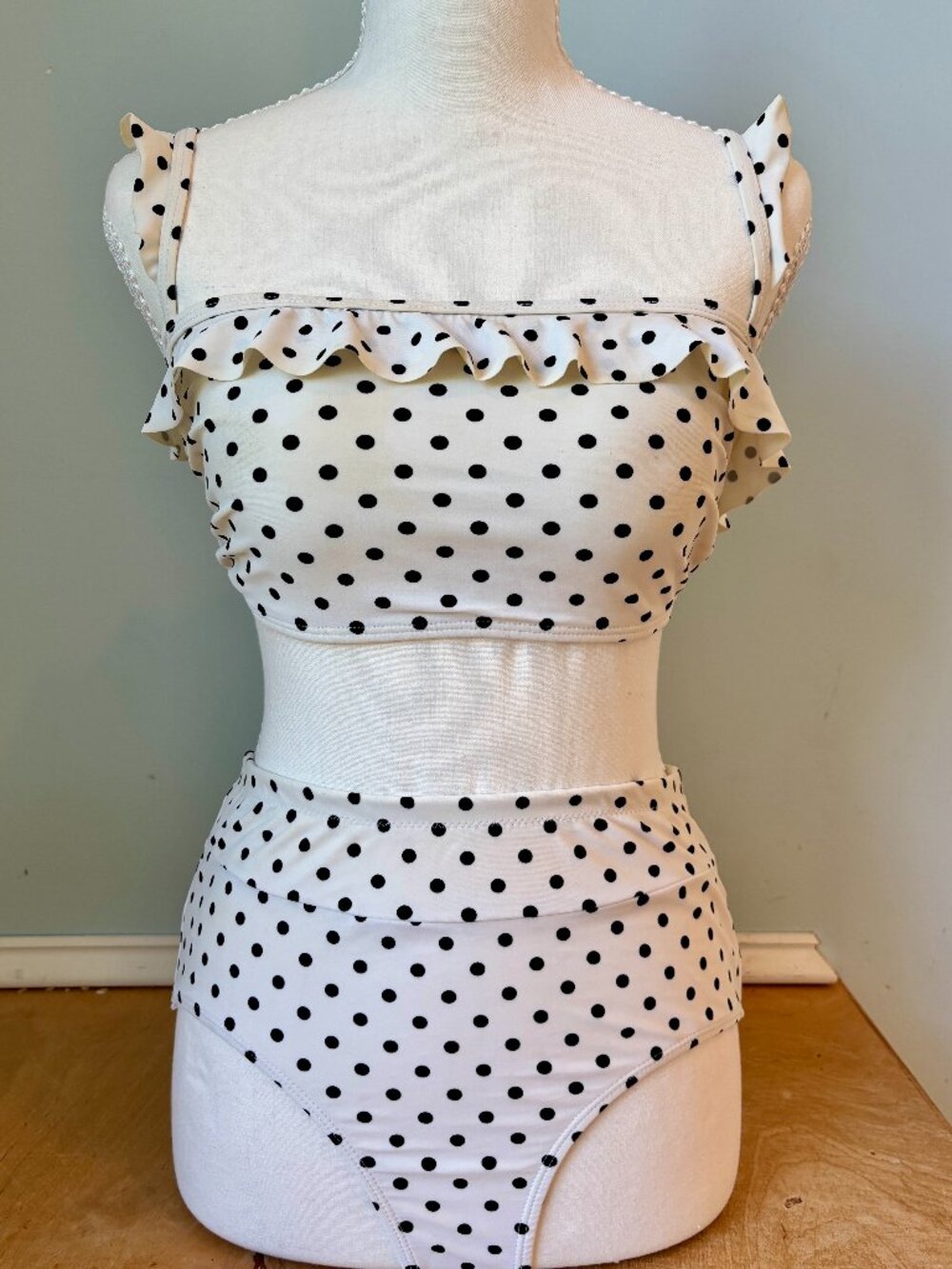 Midnight Hour Polka Dot Two Piece Bathing Suit - Size S